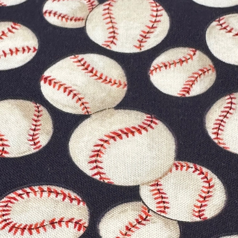 Alexander Henry Baseball Fabric Navy Blue Red White Cotton 71 x 42 Inches